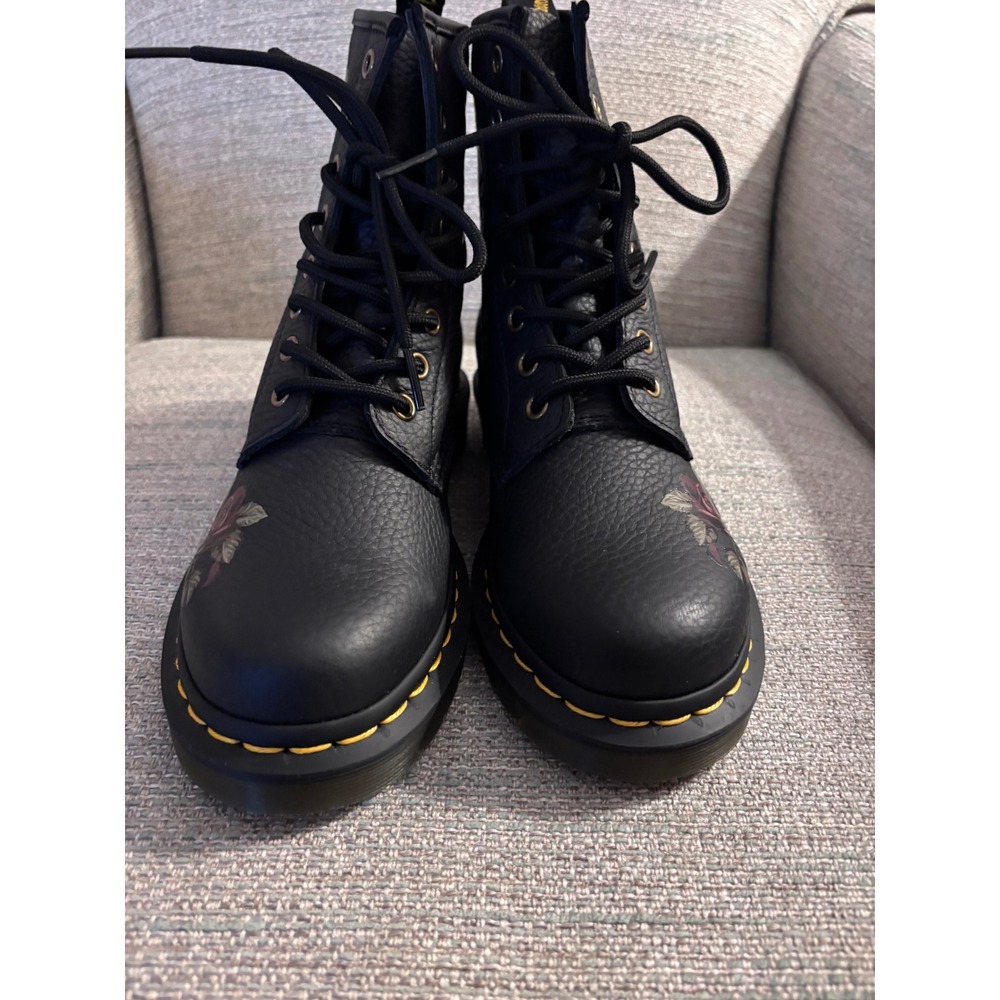 Dr. Martens 1460 Vonda Black Rose Floral Rose Leather Boots Womens Size 7 - Picture 4 of 11